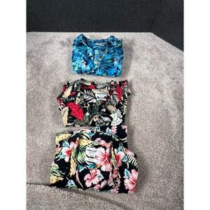 Lot Of 3! Tunevuse Shirt Mens XL  Button Down Short Sleeve Multiple Print Hawaii